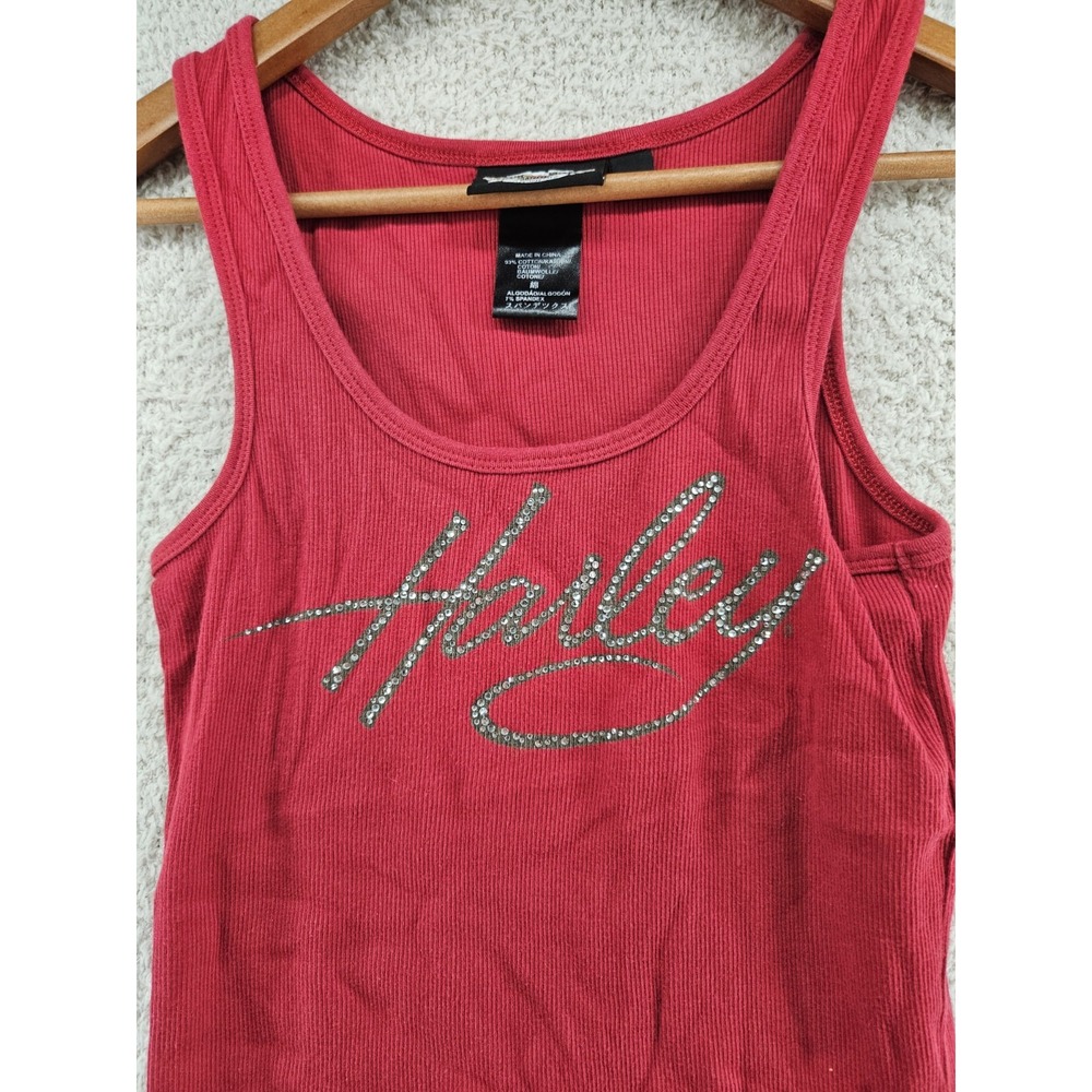 Harley Davidson motorcycle shirt Tank Top Red Studded Women Size Medium